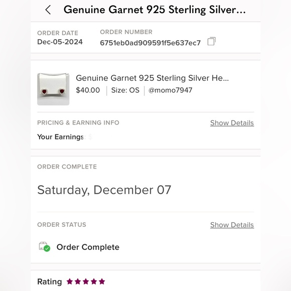 Genuine Garnet 925 Sterling Silver Heart Earrings - Picture 9 of 9